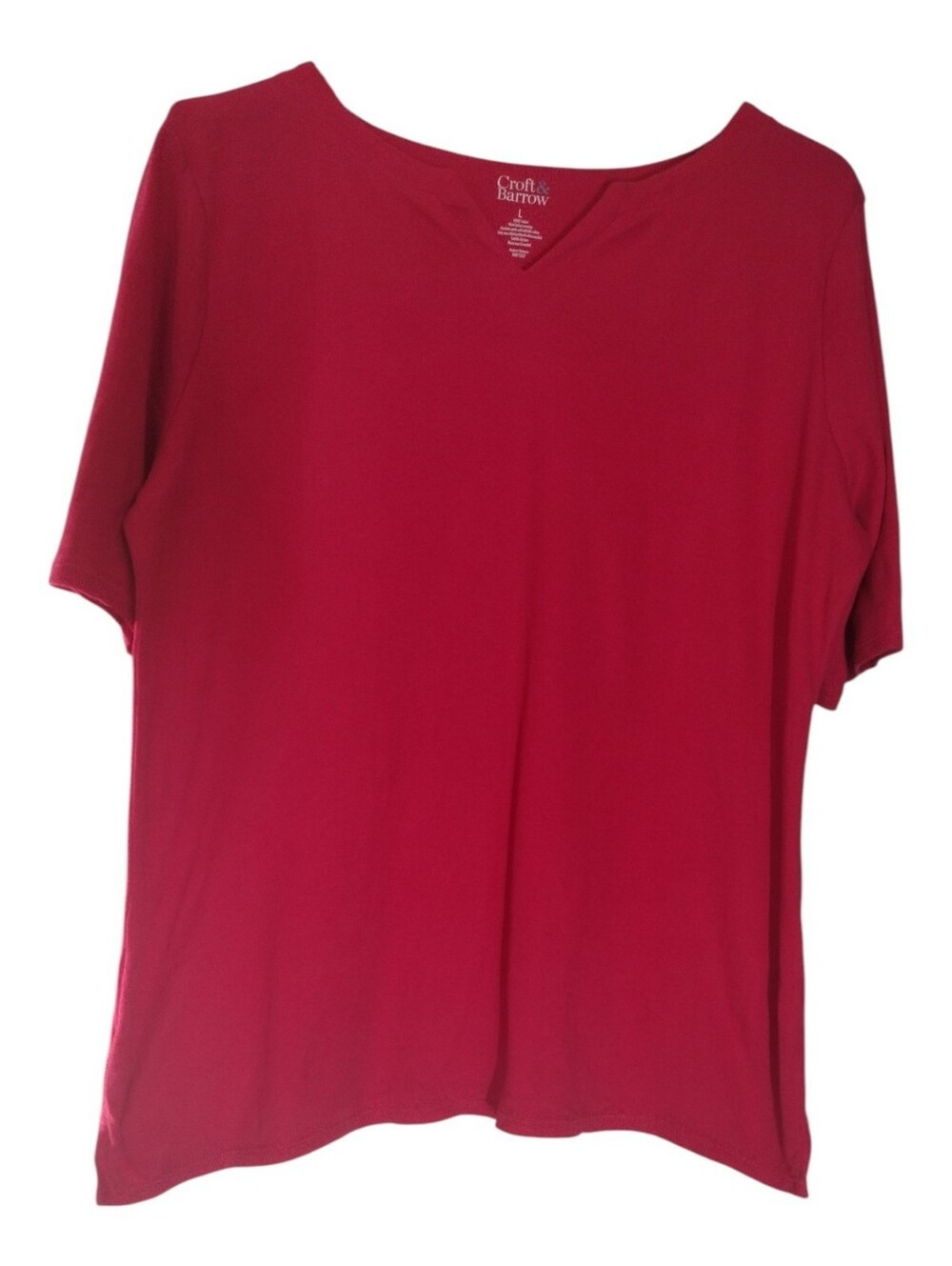croft & barrow Women's Red Short-Sleeve V-Neck Tee